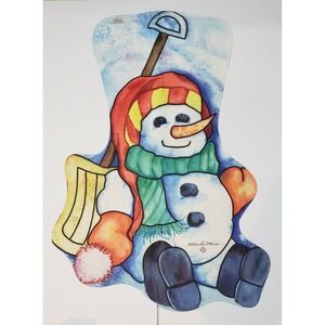 Snowman Holiday House Flag Christmas 2‎ Sided Kathleen Parr McKenna Made In USA